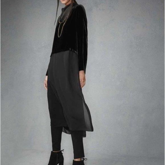 378.00 NWT EILEEN FISHER BLACK VELVET 2 PIECE DUSTER SET GORGEOUS! - Picture 1 of 8
